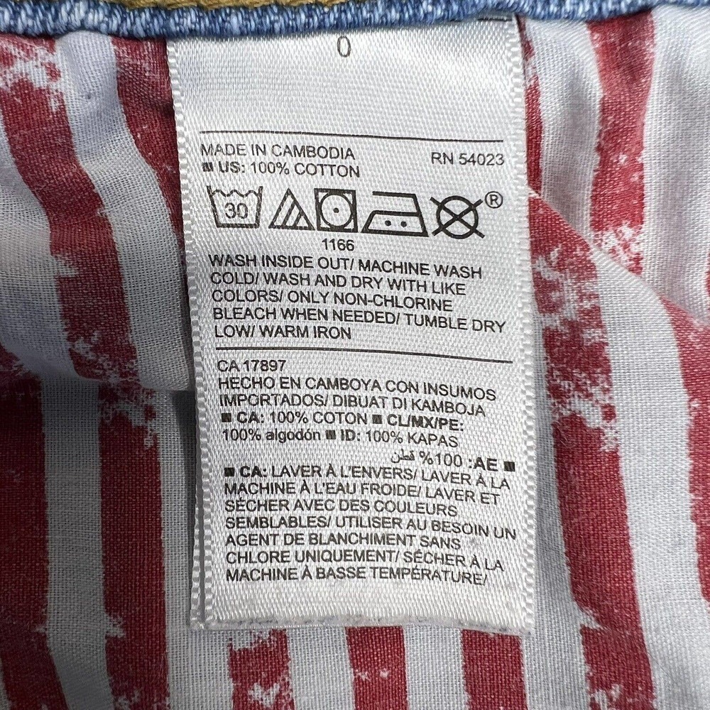 Old Navy Boyfriend Blue Stars & Stripes Mid Rise Cut-Off Denim Jean Shorts Sz 0 - Picture 8 of 10